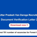 UPSSSC Uttar Pradesh Van Daroga Recruitment 2022 Document Verification Admit Card 2024