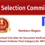Download Call letter for Document Verification of the Insect Collector Post Category No. NR18123