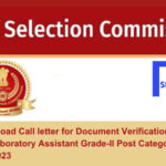 Download Call letter for Document Verification of the Laboratory Assistant Grade-II Post Category No. NR18023