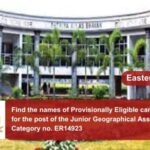 Find the names of Provisionally Eligible candidates for the post of the Junior Geographical Assistant Post Category no. ER14923
