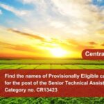 Find the names of Provisionally Eligible candidates for the post of the Senior Technical Assistant Post Category no. CR13423