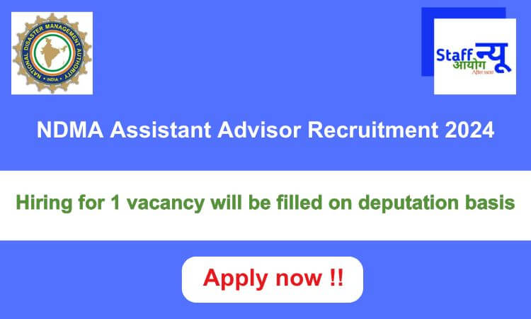 
                                                        NDMA Assistant Advisor Recruitment 2024: 1 vacancy will be filled. Apply now !!