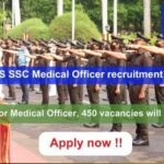 AFMS SSC Medical Officer recruitment 2024 450 vacancies will be filled