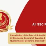 Cancellation of the Post of Scientific Assistant in Directorate General of Supplies & Transport, Quartermaster General’s Branch (ST-8)