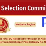 Find the Final EQ Reject list for the post of Assistant Manager-Cum-Storekeeper Post Category No. NR20723