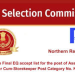 Find the Final EQ accept list for the post of Assistant Manager Cum-Storekeeper Post Category No. NR30623