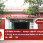 Find the Final EQ accept list for the post of Library And Information Assistant Post Category No. NR11223