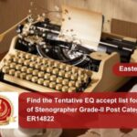 Find the Tentative EQ accept list for the post of Stenographer Grade-II Post Category No. ER14822