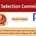 Find the Tentative EQ accept list for the post of Superintendent (Store) Post Category No. NR14823