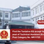 Find the Tentative EQ accept list for the post of Technical Assistant (Economics) Post Category No. NR11723