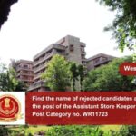 Find the name of rejected candidates aspiring for the post of the Assistant Store Keeper (Technical) Post Category no. WR11723