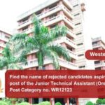 Find the name of rejected candidates aspiring for the post of the Junior Technical Assistant (Ore Dressing) Post Category no. WR12123