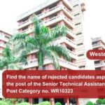 Find the name of rejected candidates aspiring for the post of the Senior Technical Assistant (Drawing) Post Category no. WR10323