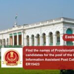 Find the names of Provisionally Eligible candidates for the post of the Library And Information Assistant Post Category no. ER15423