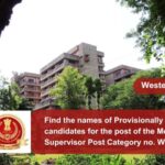 Find the names of Provisionally Eligible candidates for the post of the Mechanical Supervisor Post Category no. WR11623