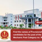 Find the names of Provisionally Eligible candidates for the post of the Radio Mechanic Post Category no. WR10423