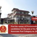 Find the names of Provisionally Eligible candidates for the post of the Research Associate Post Category no. ER10623
