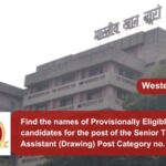 Find the names of Provisionally Eligible candidates for the post of the Senior Technical Assistant (Drawing) Post Category no. WR10323