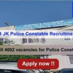 JKSSB JK Police Constable Recruitment 2024, Apply Online for 4002 vacancies