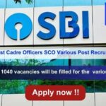 SBI Specialist Cadre Officers SCO Various Post Recruitment 2024, Apply Online for 1040 Posts