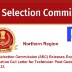 Staff Selection Commission (SSC) Releases Document Verification Call Letter for Technician Post Code no. NR30123