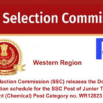 Staff Selection Commission (SSC) releases the Document Verification schedule for the SSC Post of Junior Technical Assistant (Chemical) Post Category no. WR12823