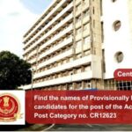 Find the names of Provisionally Eligible candidates for the post of the Accountant Post Category no. CR12623