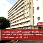 Find the names of Provisionally Eligible candidates for the post of the Junior Technical Assistant (Chemistry) Post Category no. CR11823