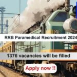 RRB Paramedical Recruitment 2024:1376 vacancies will be filled. Apply Online