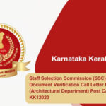 Staff Selection Commission (SSC) Releases Document Verification Call Letter for Assistant (Architectural Department) Post Category no. KK12023