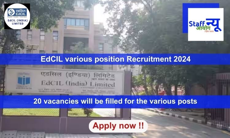 
                                                        EdCIL various position Recruitment 2024, Apply Online for 20 vacancies