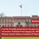 Find the Final EQ accept list for the post of Library And Information Assistant Post Category No. NR15323