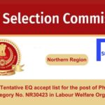 Find the Tentative EQ accept list for the post of Pharmacist Post Category No. NR30423