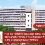 Find the Tentative EQ accept list for the post of Stenographer Grade-II Post Category No. NR22523