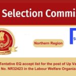 Find the Tentative EQ accept list for the post of Up Vaidya Post Category No. NR32423