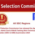 The Staff Selection Commission has released the Application Status & Admit Card of Multi-Tasking (Non-Technical) Staff, and Havaldar (CBIC & CBN) Examination 2024