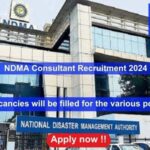 NDMA Consultant Recruitment 2024, Apply Online for 3 vacancies